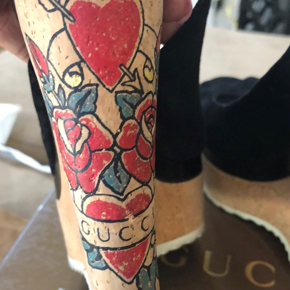 Gucci Tattoo Suede Wedges - Picture 6 of 7